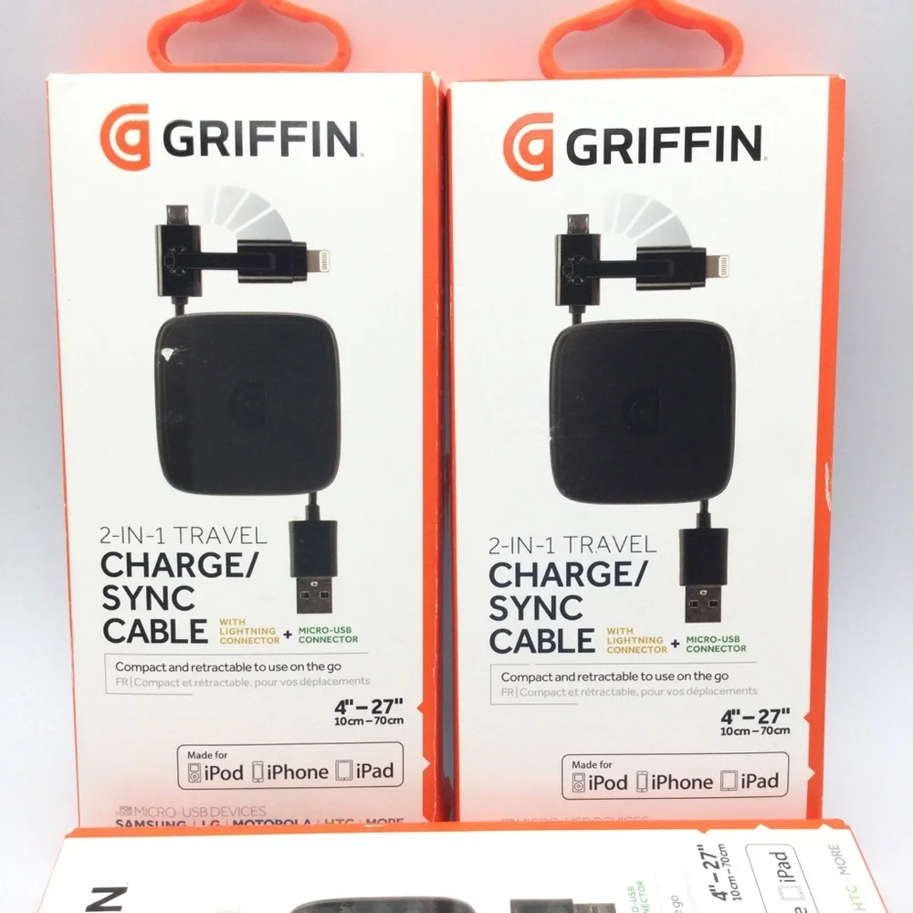 - Griffin 2 - in - 1 travel charge cable. New 3pk